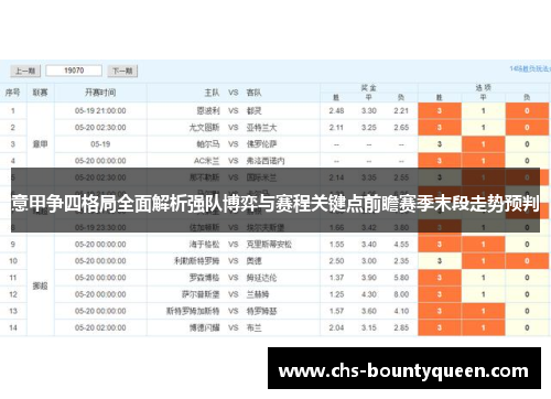 意甲争四格局全面解析强队博弈与赛程关键点前瞻赛季末段走势预判